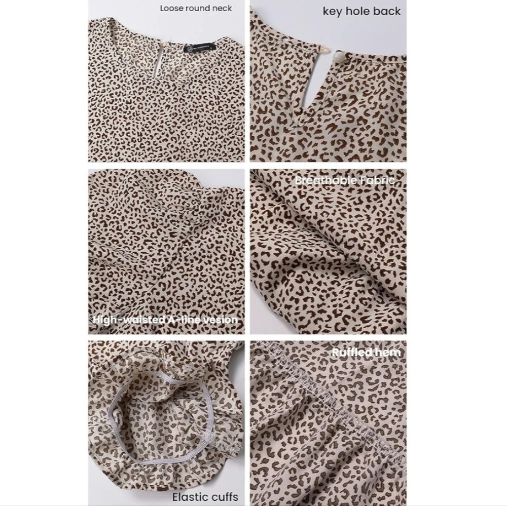 ⭐️40% Off⭐️ Prettygarden Boho Leopard Print Puff Sleeve Dress - Picture 4 of 14